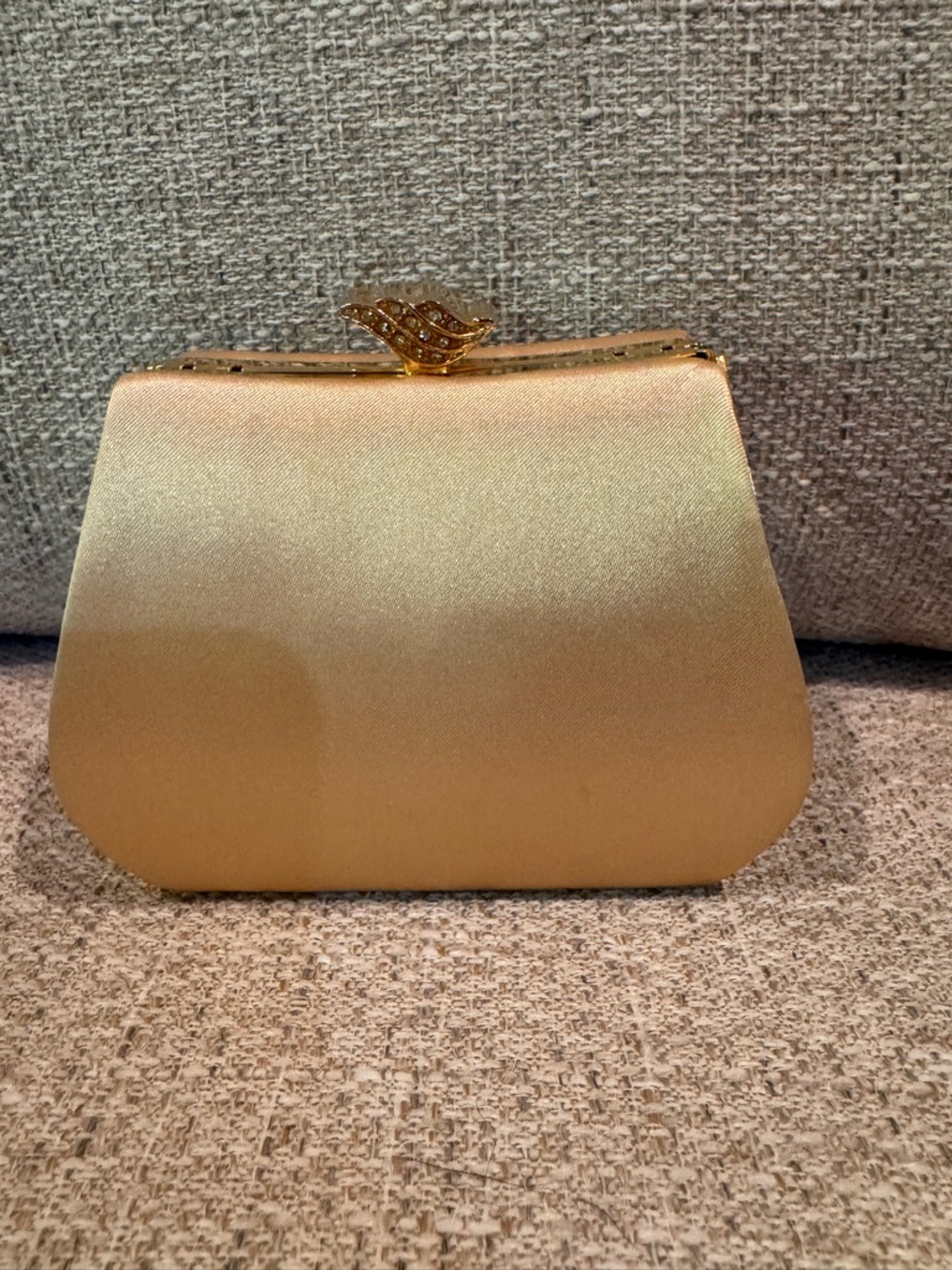 Gold Satin Evening Clutch Handbag WILL NOT FIT PHONE